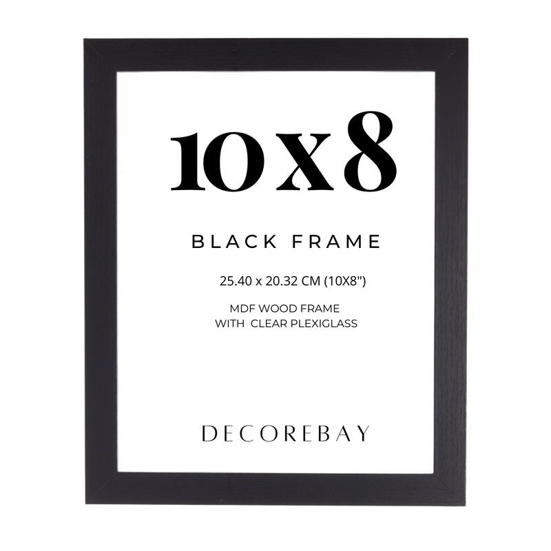Decorebay Home 10x8 MDF Wood Picture Photo Frame (Black)