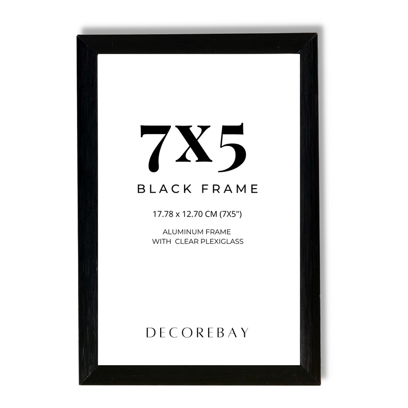 Decorebay Home 7x5 Inch Flat Aluminum Picture Photo Frame (Black)