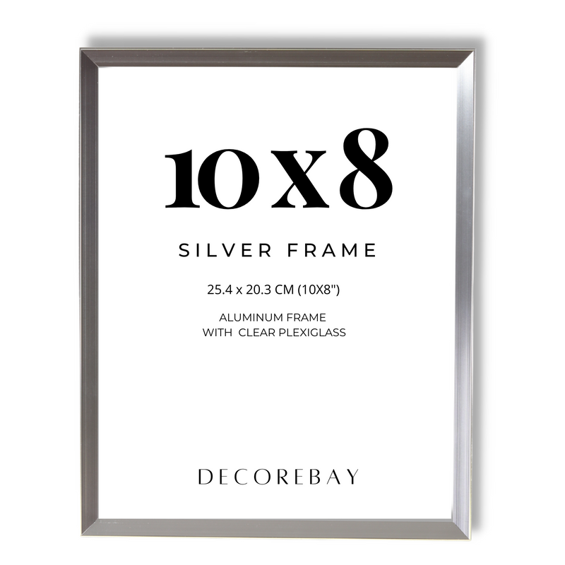 Decorebay Home 10x8 Aluminum Picture Photo Frame (Silver)
