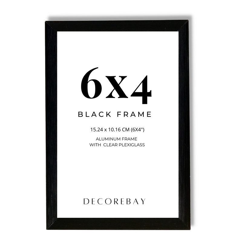 Decorebay Home 6x4 Inch Flat Aluminum Picture Photo Frame (Black)