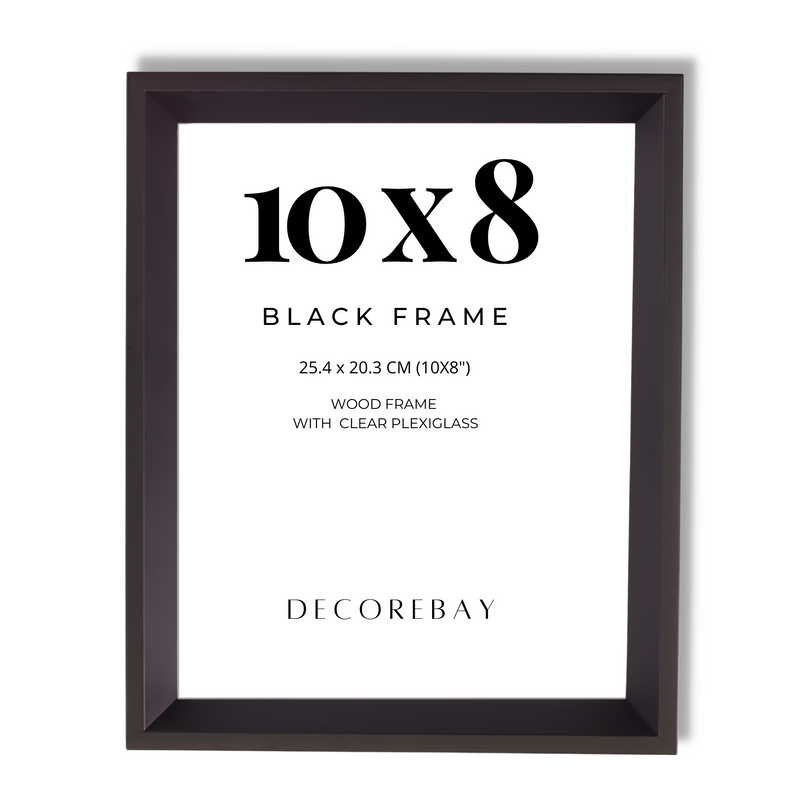Decorebay Home 10x8 Solid Wood Picture Photo Frame (Black)