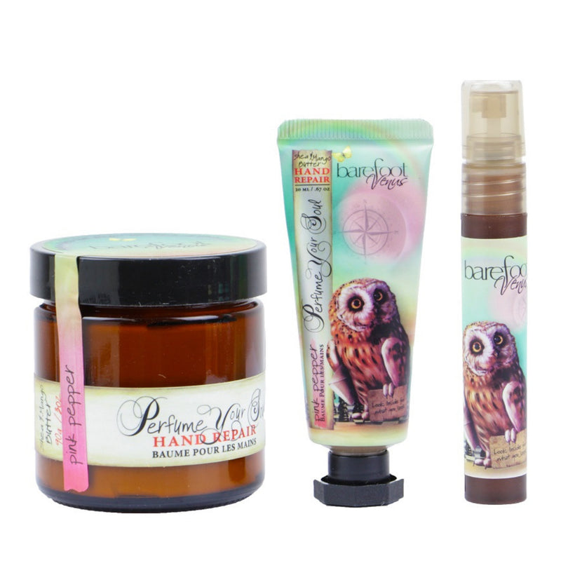 Barefoot Venus Pink Pepper Instant Hand Repair and Argan Body Oil 3-Pcs Bundle