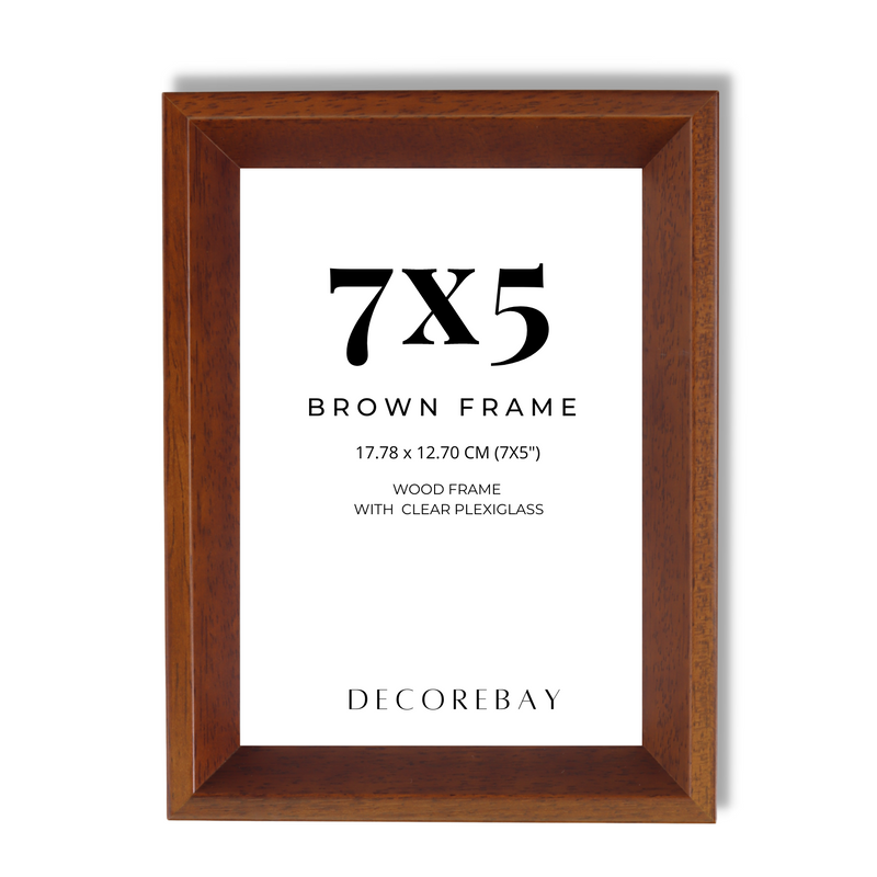 Decorebay Home 7x5 Solid Wood Picture Photo Frame (Brown)