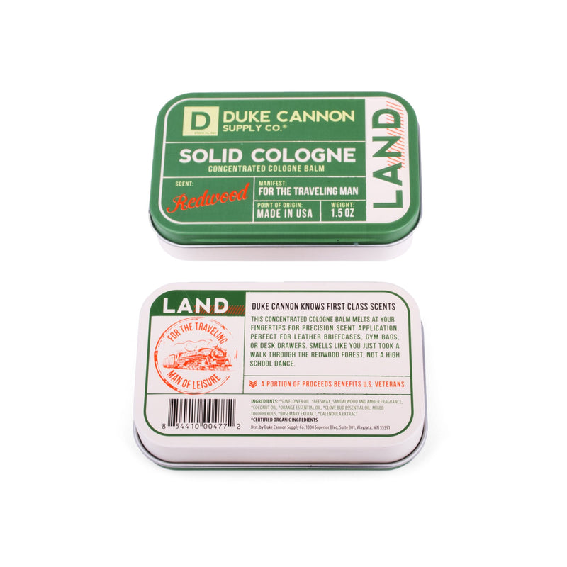 Duke Cannon Land Solid Cologne Red Wood 1.5 Ounces