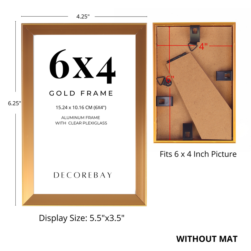 Decorebay Home 6x4 Aluminum Picture Photo Frame (Gold)