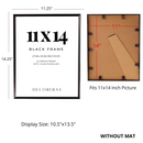 Decorebay Home 11x14 Aluminum Picture Photo Frame (Black)