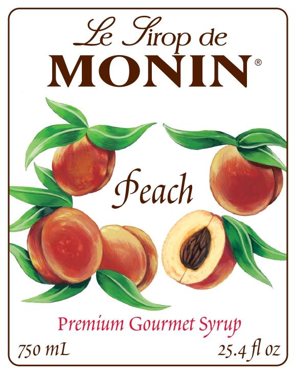 Monin Gluten-Free, Vegan Premium Peach Fruit Syrup 750ml -Front Description