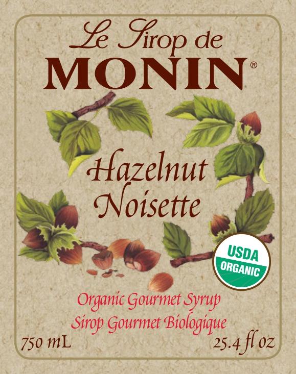 Monin Gluten-Free, Vegan Premium Organic Hazelnut Syrup 750ml -Front Description