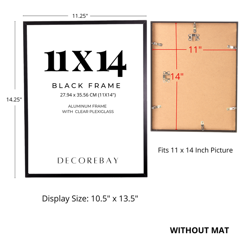 Decorebay Home 11x14 Inch Flat Aluminum Picture Photo Frame (Black)