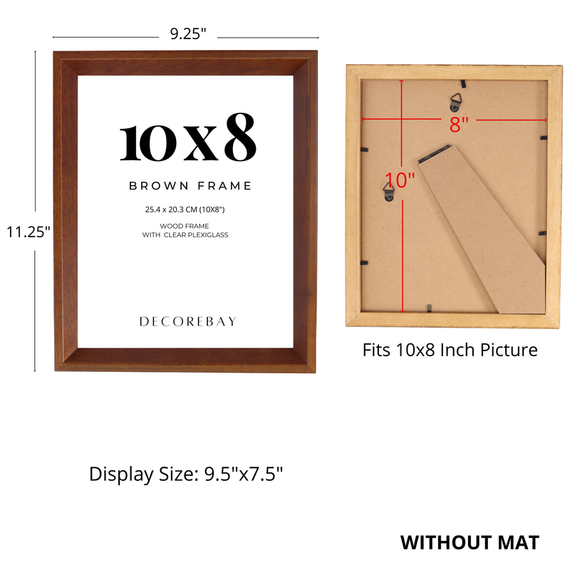 Decorebay Home 10x8 Solid Wood Picture Photo Frame (Brown)