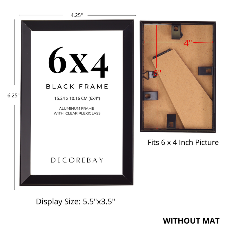 Decorebay Home 6x4 Aluminum Picture Photo Frame (Black)