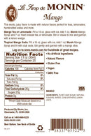 Monin Gluten-Free, Vegan Premium Mango Fruit Flavor Syrup 750ml-Back Description