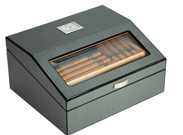 Decorebay Wood lined Cigar Cabinet Humidor Cigar Case, Best Man Gift-Closed