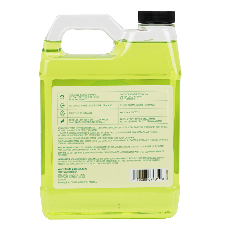 Cucina Lime Zest and Cypress Concentrated Dish Detergent Refill  1 Liter-Back Description