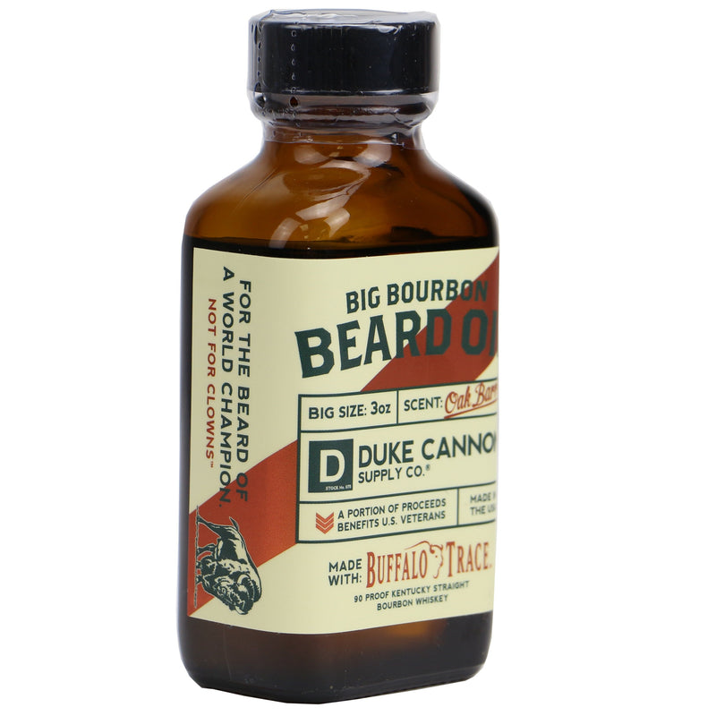 Duke Cannon Big Bourbon Beard Oil, 3 Ounces - Oak Barrel Scent-Side Description