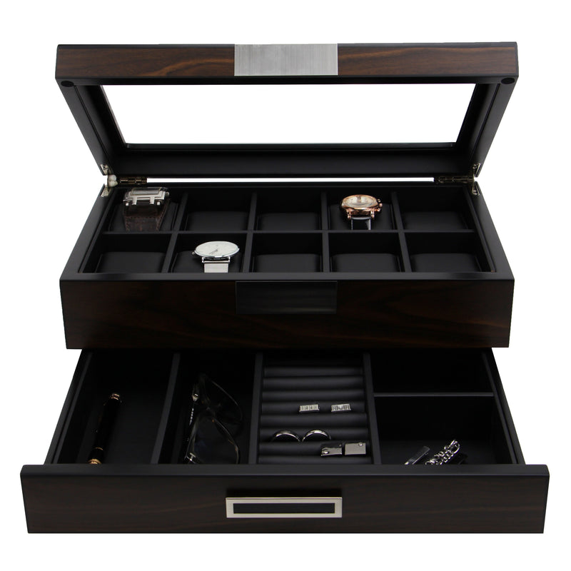 Decorebay Executive Wooden Watch Valet Sunglasses and Jewelry Box Storage (Sweetheart)