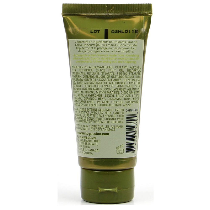 Fruits & Passion Cucina 3 Piece Holiday Gift Set (Coriander & Olive Tree)-Hand Cream -Back Description