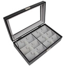 Decorebay Men`s Black PU Leather Sunglasses Organizer Box - Opened