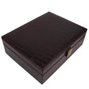 Decorebay Crocodile Brown Handcrafted PU Leather Watch and Cufflink Storage Organizer