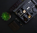Decorebay Crocodile Brown Handcrafted PU Leather Watch and Cufflink Storage Organizer