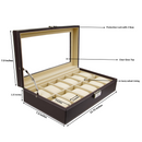 Decorebay Men 12 Watch Display Box Cufflink Case and Ring Jewelry Storage Organizer Box Russet