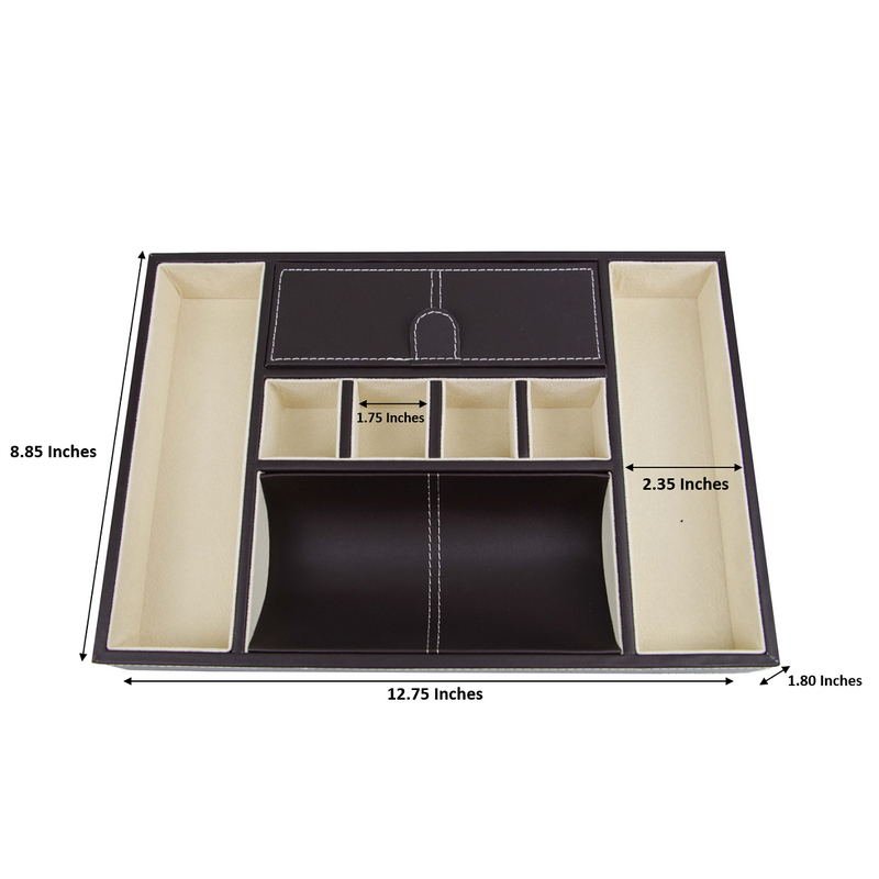 Decorebay Dark Brown PU Leather Valet Storage Tray Dimensions