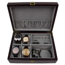 Decorebay Crocodile Brown Handcrafted PU Leather Watch and Cufflink Storage Organizer