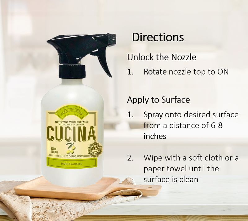 Cucina Coriander and Olive Tree All Purpose Cleaner 500 Milliliters-Directions To Use