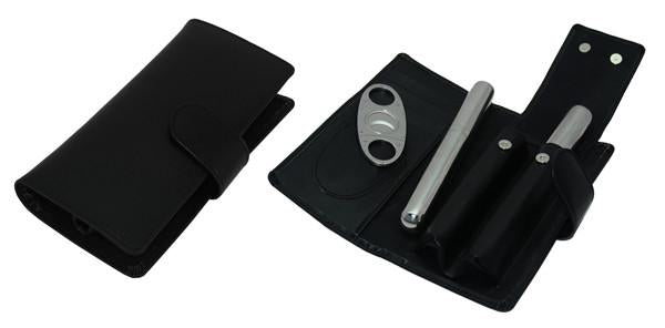 Decorebay Cigar Case with Stainless Steel Cigar Cutter and Flask