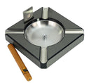 DecoreBay Carbon Fiber Patterned Wooden Cigar Ashtray (Grey)-Front View