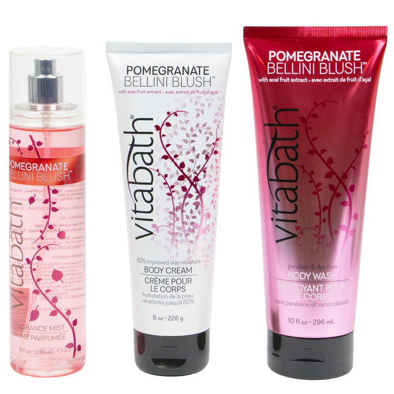 Vitabath Pomegranate Bellini Blush Body Care 3- Pc Gift Set
