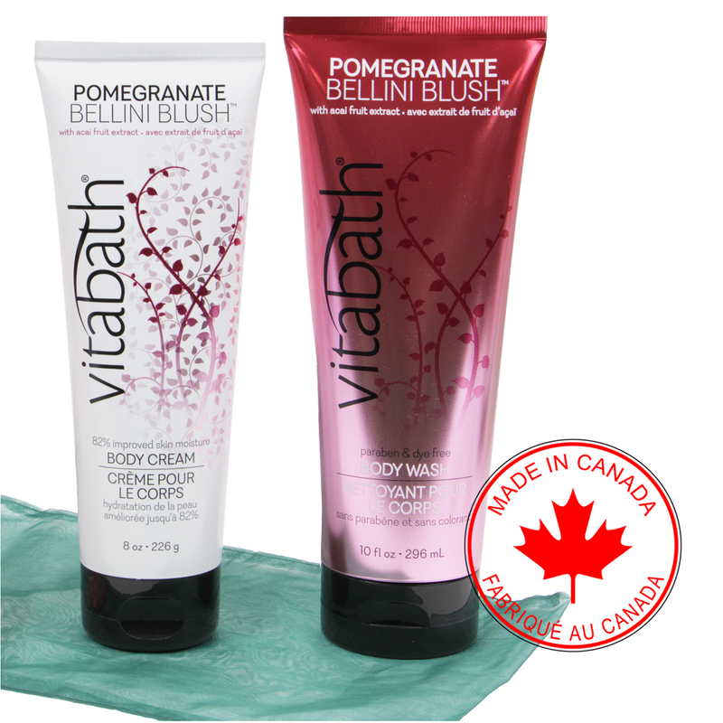 Vitabath Pomegranate Bellini Blush Body Cream & Body Wash Duo Set-Front Description