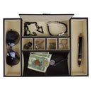 Decorebay Dark Brown PU Leather Valet Storage Tray - Brown